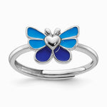 Sterling Silver RH-plated Butterfly Children's Earring, Ring & Pendant Set - Product Photo