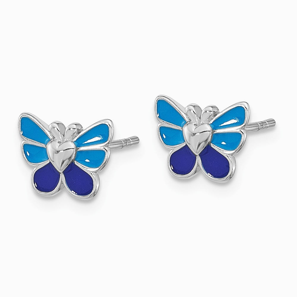 Sterling Silver RH-plated Butterfly Children's Earring, Ring & Pendant Set - Product Photo