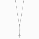 Sterling Silver Rhodium Plated Polished Beaded Rosary - Product Photo