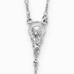 Sterling Silver Rhodium Plated Polished Beaded Rosary - Product Photo