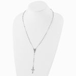 Sterling Silver Rhodium Plated Polished Beaded Rosary - Product Photo