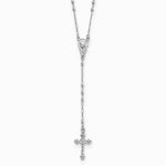 Sterling Silver Rhodium Plated Polished Beaded Rosary - Product Photo