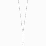 Sterling Silver Rhodium-plated Polished Beaded Rosary 24 inch Necklace - Product Photo