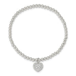 Sterling Silver CZ Heart Stretch Bracelet - Product Photo