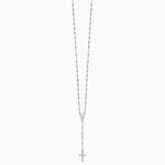Sterling Silver Polished and Beaded Rosary Necklace - Product Photo