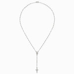 Sterling Silver Polished and Beaded Rosary Necklace - Product Photo