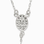 Sterling Silver Polished and Beaded Rosary Necklace - Product Photo