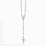 Sterling Silver Polished and Beaded Rosary Necklace - Product Photo