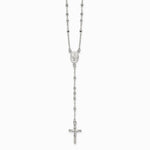 Sterling Silver Polished and Beaded Rosary Necklace - Product Photo