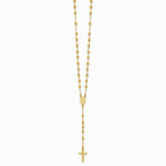 Sterling Silver Gold-tone Polished and Beaded Rosary Necklace - Product Photo