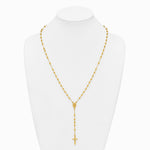 Sterling Silver Gold-tone Polished and Beaded Rosary Necklace - Product Photo