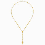 Sterling Silver Gold-tone Polished and Beaded Rosary Necklace - Product Photo