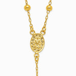 Sterling Silver Gold-tone Polished and Beaded Rosary Necklace - Product Photo