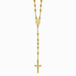 Sterling Silver Gold-tone Polished and Beaded Rosary Necklace - Product Photo