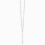 Sterling Silver Polished and Beaded Rosary Necklace - Product Photo