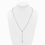 Sterling Silver Polished and Beaded Rosary Necklace - Product Photo