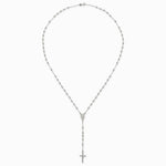 Sterling Silver Polished and Beaded Rosary Necklace - Product Photo