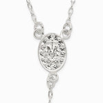 Sterling Silver Polished and Beaded Rosary Necklace - Product Photo