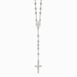 Sterling Silver Polished and Beaded Rosary Necklace - Product Photo