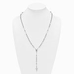 Sterling Silver Polished and Beaded Rosary Necklace - Product Photo