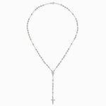 Sterling Silver Polished and Beaded Rosary Necklace - Product Photo