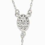 Sterling Silver Polished and Beaded Rosary Necklace - Product Photo
