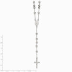 Sterling Silver Polished and Beaded Rosary Necklace - Product Photo