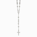 Sterling Silver Polished and Beaded Rosary Necklace - Product Photo