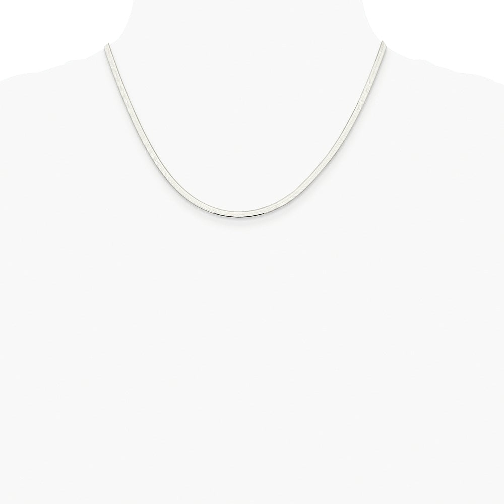 Sterling Silver Rhodium-plated 3mm Magic Herringbone Chain Necklace 16"-24" - Product Photo