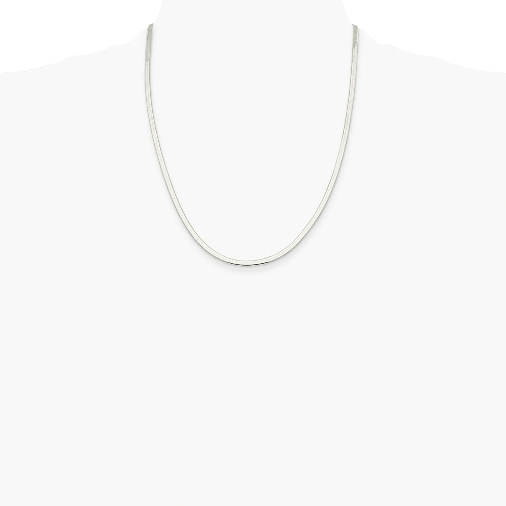 Sterling Silver Rhodium-plated 3mm Magic Herringbone Chain Necklace 16"-24" - Product Photo