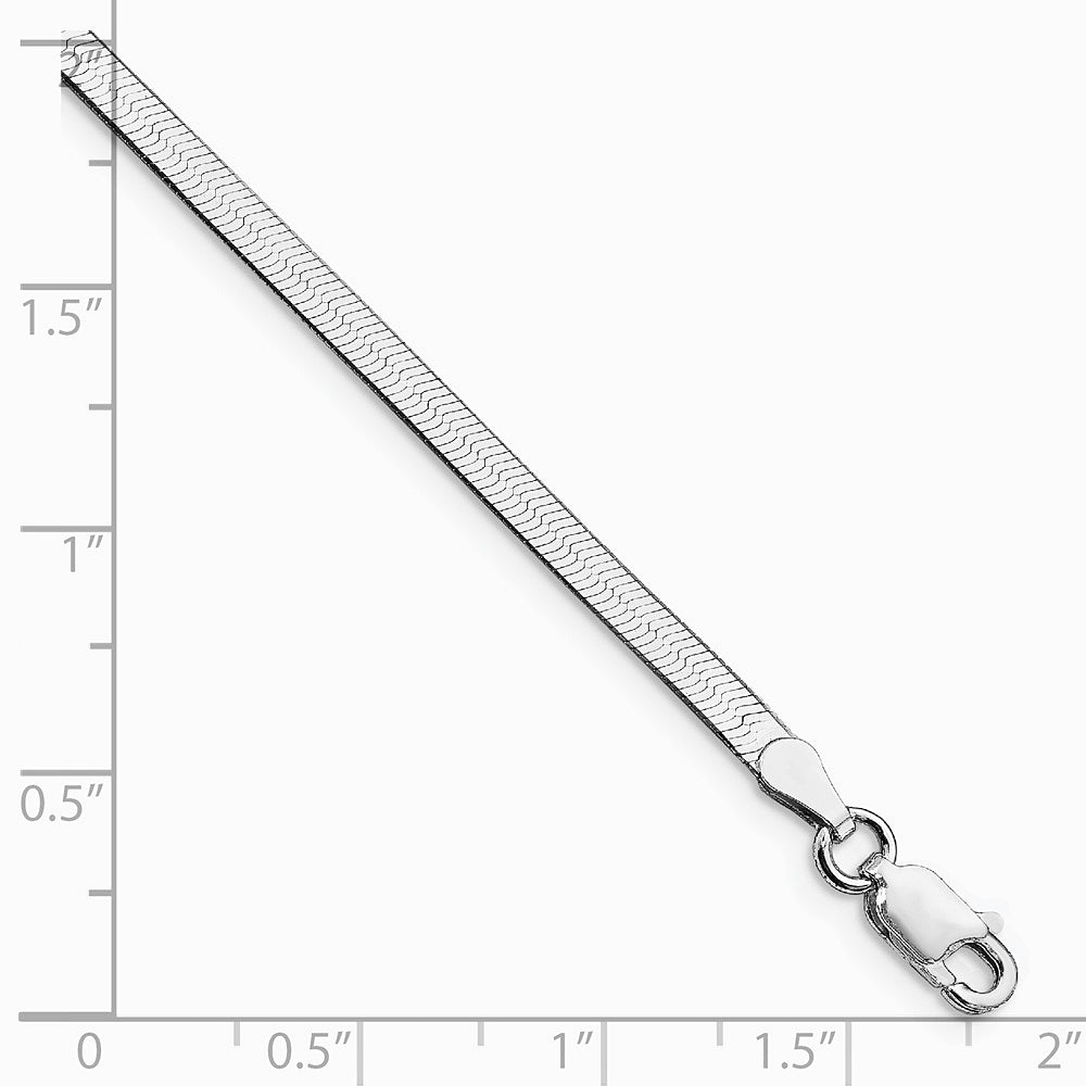 Sterling Silver Rhodium-plated 3mm Magic Herringbone Chain Bracelet 7"-8" - Product Photo