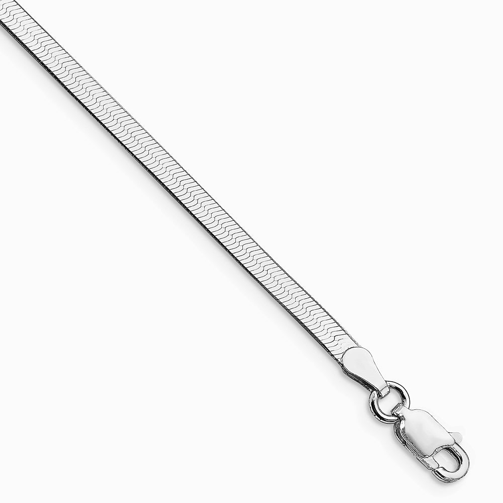 Sterling Silver Rhodium-plated 3mm Magic Herringbone Chain Bracelet 7"-8" - Product Photo