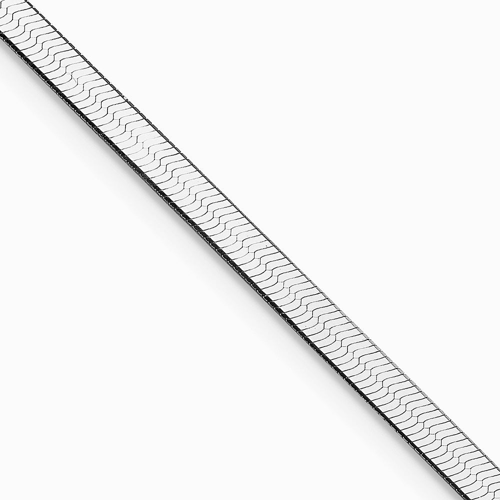 Sterling Silver Rhodium-plated 3mm Magic Herringbone Chain Necklace 16"-24"