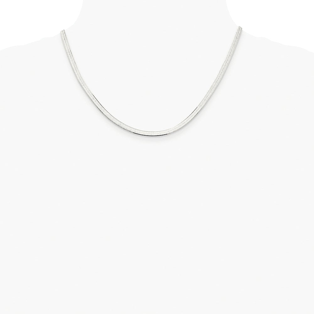 Sterling Silver Rhodium-plated 3.5mm Magic Herringbone Chain Necklace 16"-24" - Product Photo