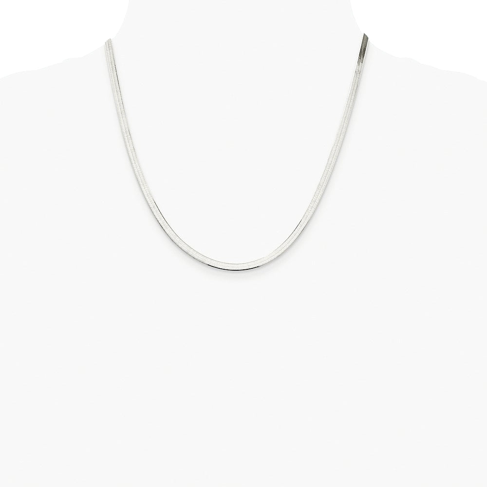 Sterling Silver Rhodium-plated 3.5mm Magic Herringbone Chain Necklace 16"-24" - Product Photo