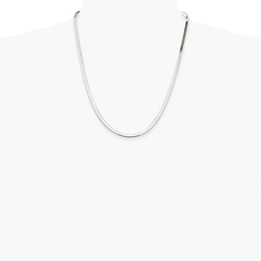 Sterling Silver Rhodium-plated 3.5mm Magic Herringbone Chain Necklace 16"-24" - Product Photo