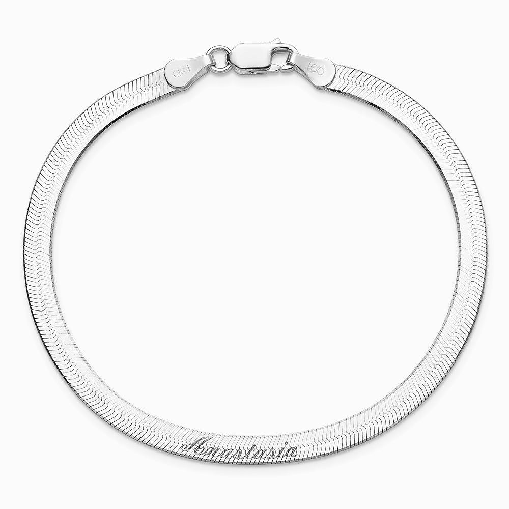 Sterling Silver 4.5mm Magic Herringbone Chain Bracelet 7"-8" - Product Photo