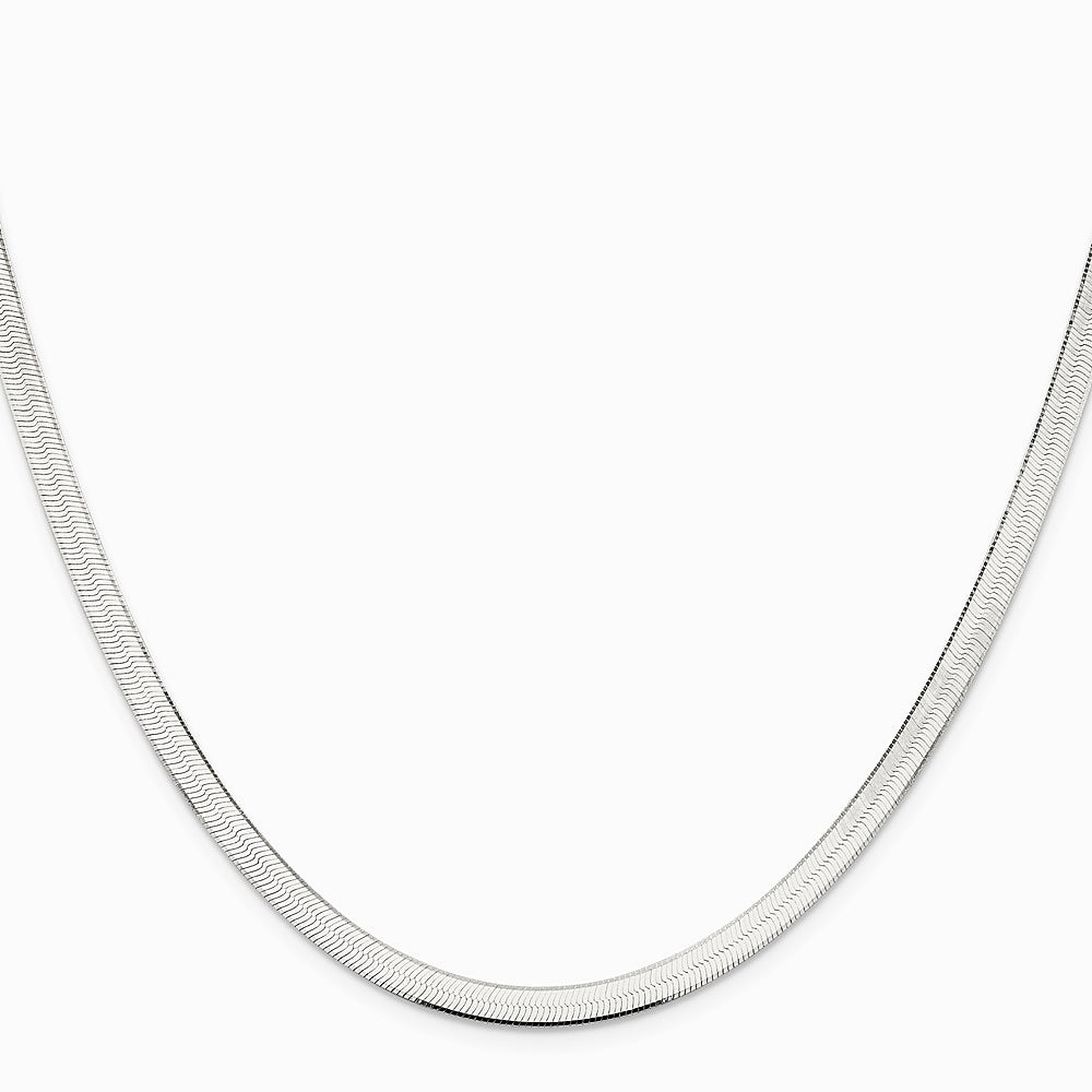 Sterling Silver Rhodium-plated 4.5mm Magic Herringbone Chain Necklace 16"-24" - Product Photo