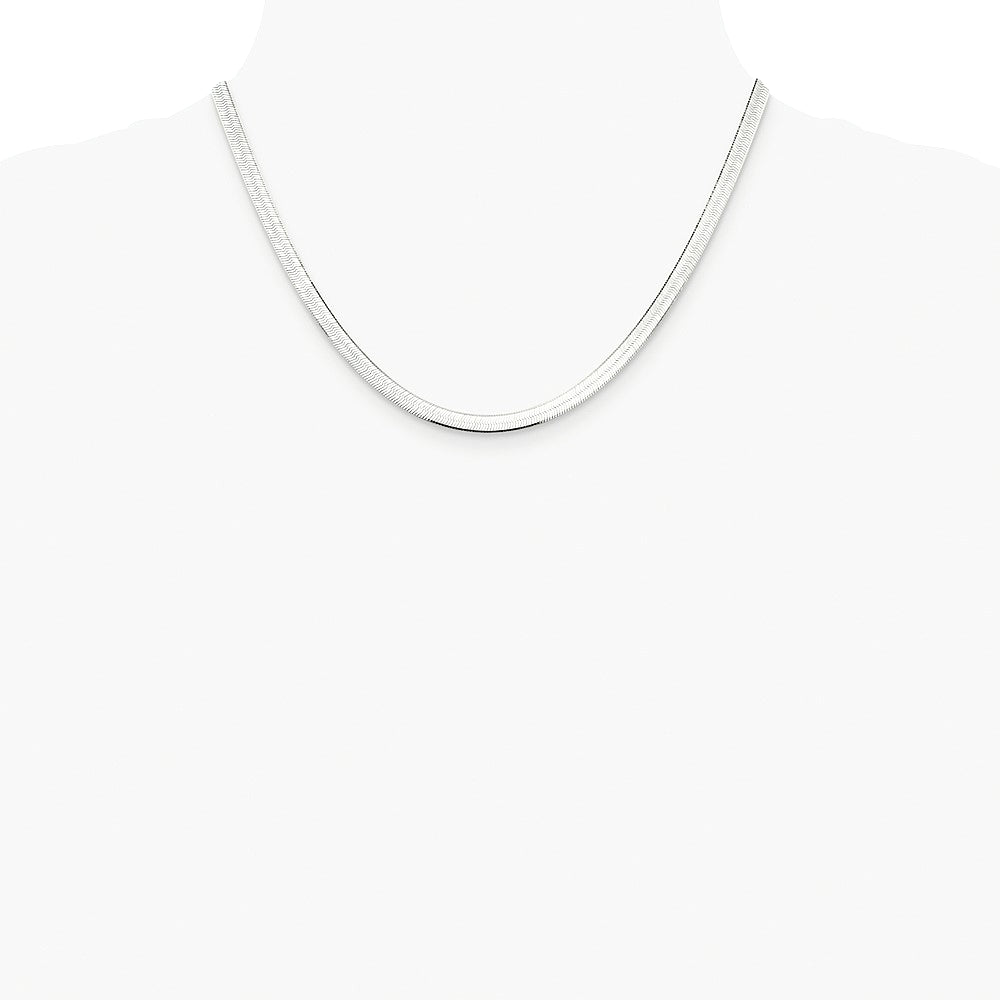 Sterling Silver Rhodium-plated 4.5mm Magic Herringbone Chain Necklace 16"-24" - Product Photo