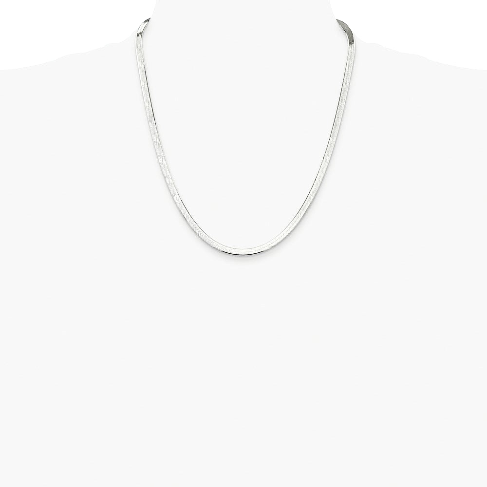 Sterling Silver Rhodium-plated 4.5mm Magic Herringbone Chain Necklace 16"-24" - Product Photo