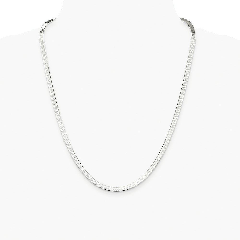 Sterling Silver Rhodium-plated 4.5mm Magic Herringbone Chain Necklace 16"-24" - Product Photo