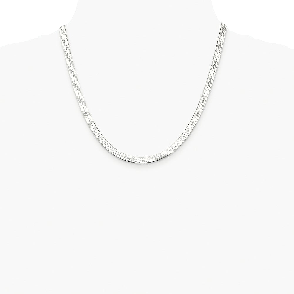 Sterling Silver Rhodium-plated 5.25mm Magic Herringbone Chain Necklace 16"-24" - Product Photo