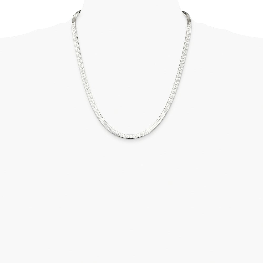 Sterling Silver Rhodium-plated 5.25mm Magic Herringbone Chain Necklace 16"-24" - Product Photo