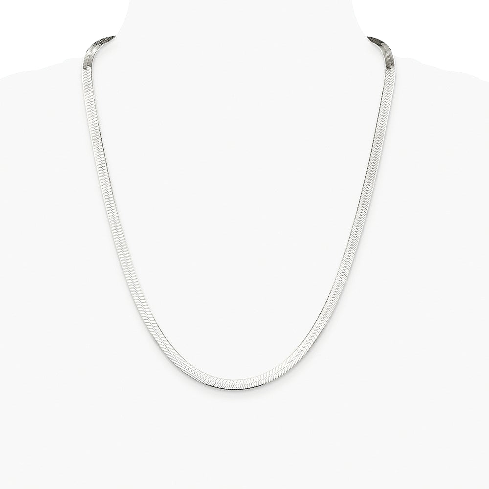 Sterling Silver Rhodium-plated 5.25mm Magic Herringbone Chain Necklace 16"-24" - Product Photo
