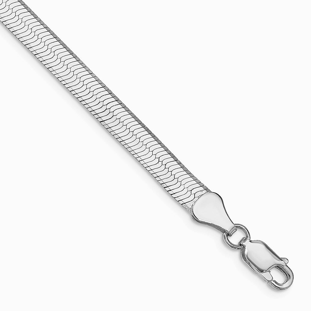 Sterling Silver Rhodium-plated 5.25mm Magic Herringbone Chain Bracelet 7"-8" - Product Photo