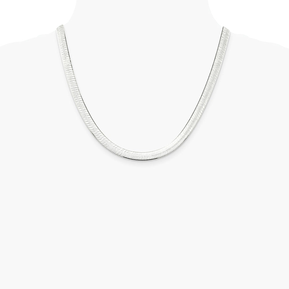 Sterling Silver 7.3mm Magic Herringbone Chain Necklace 16"-24" - Product Photo