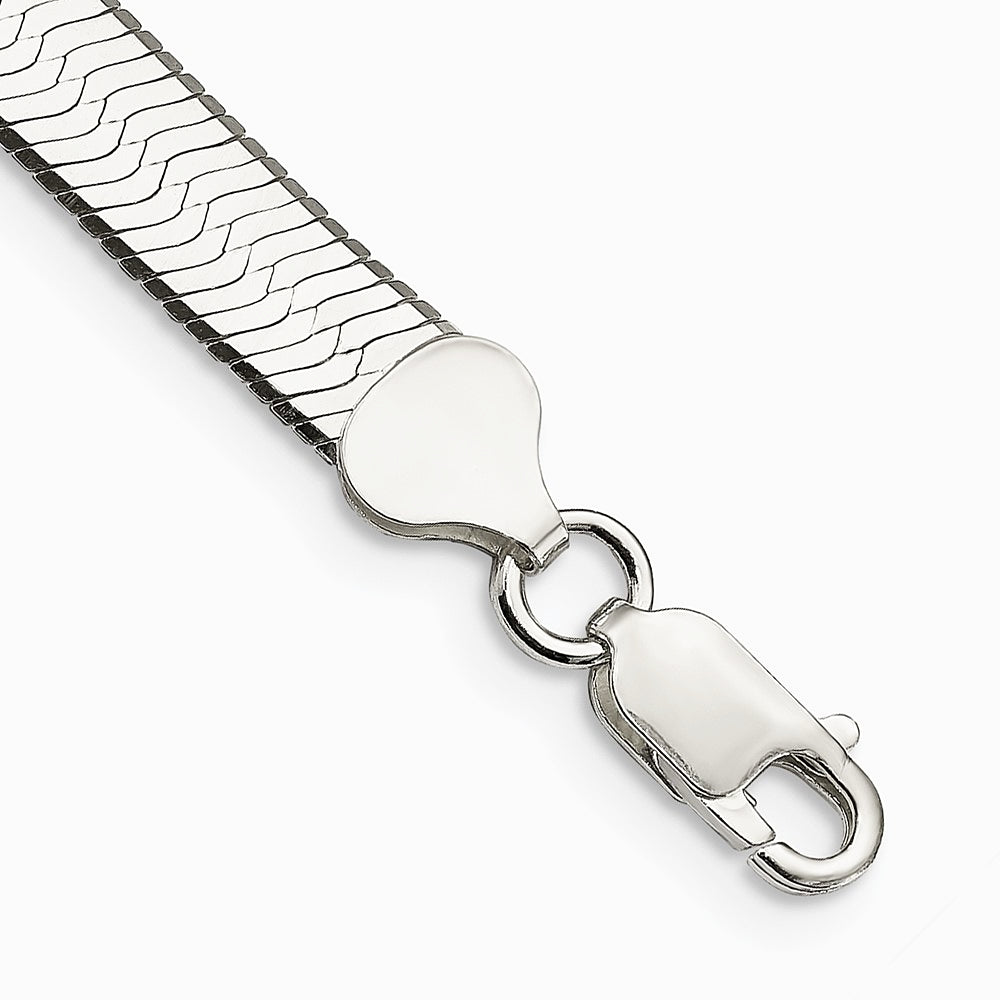 Sterling Silver 7.3mm Magic Herringbone Chain Bracelet 7"-8" - Product Photo