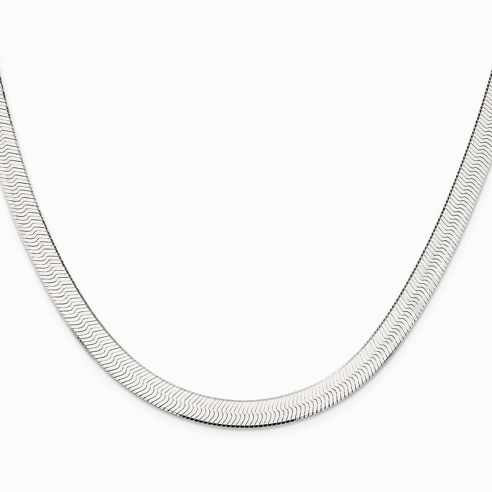 Sterling Silver Rhodium-plated 7.3mm Magic Herringbone Chain Necklace 16"-24" - Product Photo