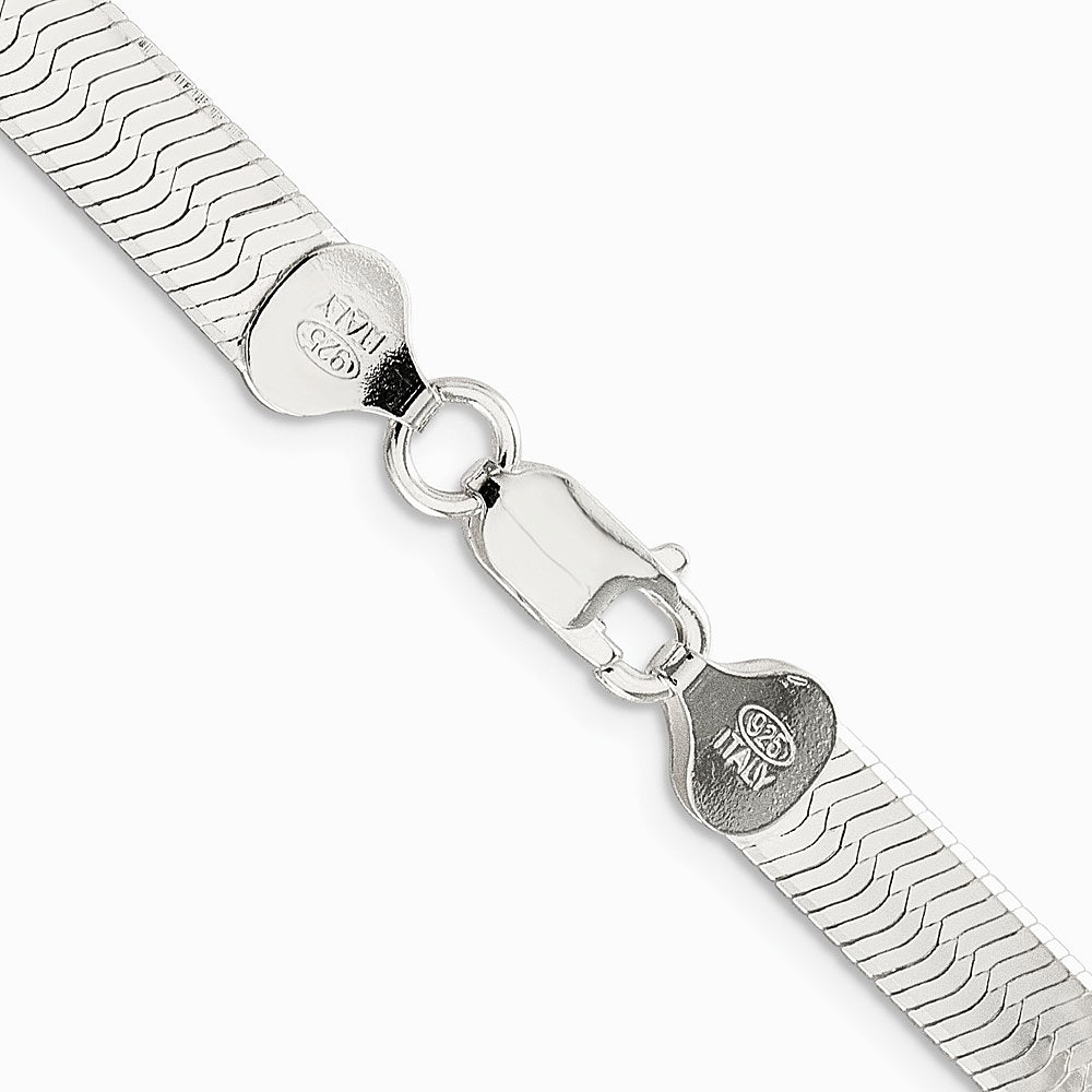 Sterling Silver Rhodium-plated 7.3mm Magic Herringbone Chain Necklace 16"-24" - Product Photo