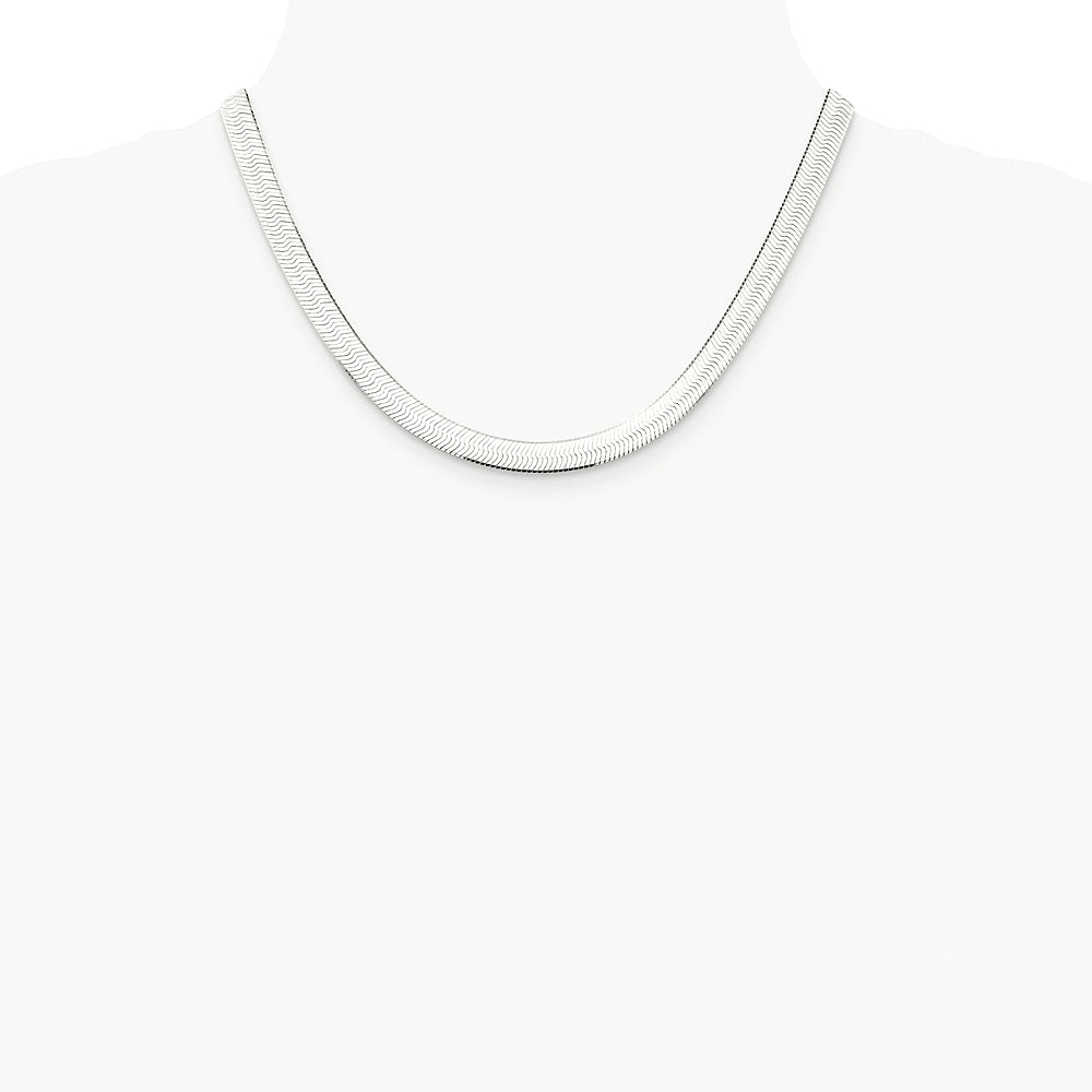 Sterling Silver Rhodium-plated 7.3mm Magic Herringbone Chain Necklace 16"-24" - Product Photo